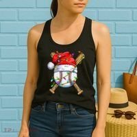 Christmas Baseball Team Santa Sports Xmas  Women's Tank Top thumb 2