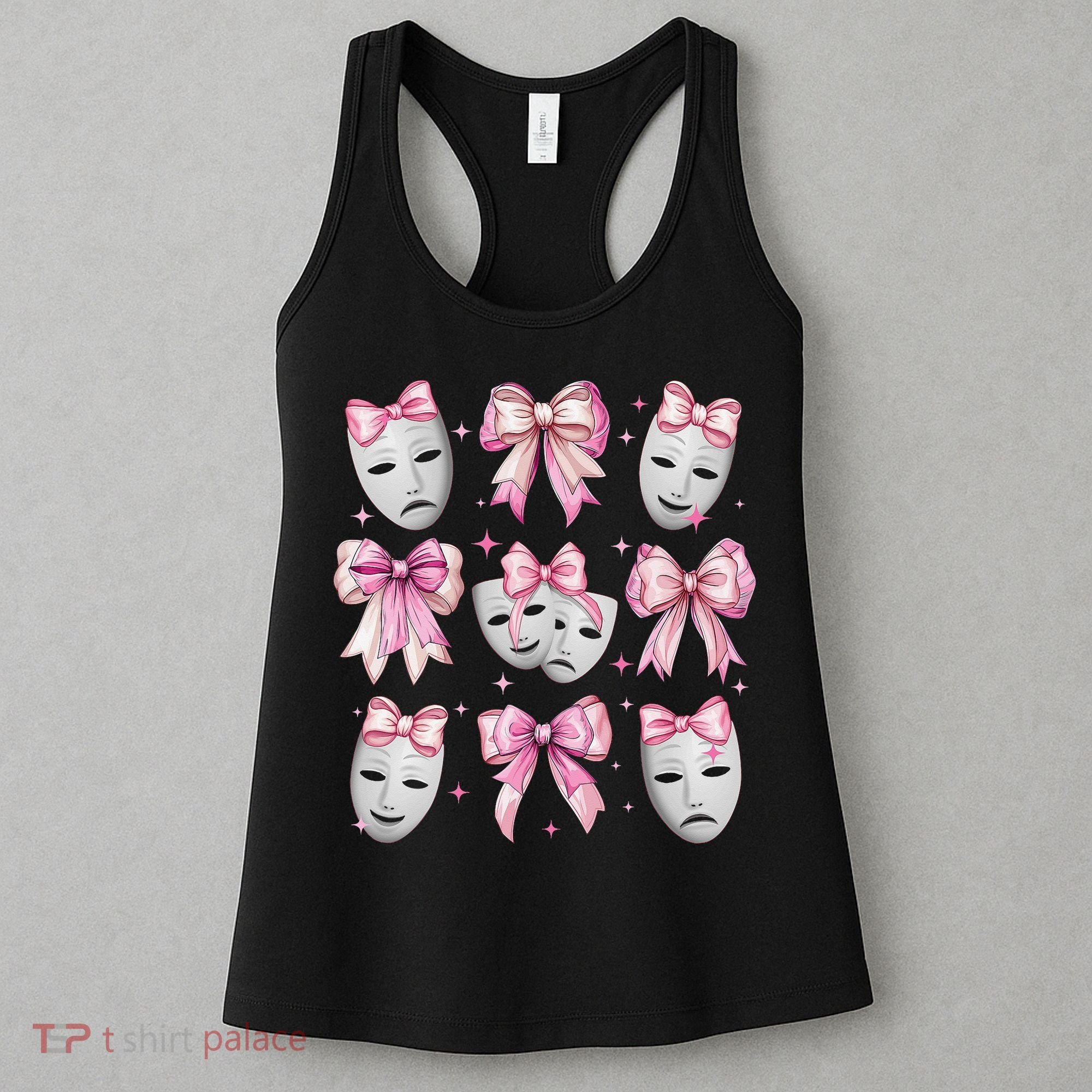 Coquette Bow Theatre Masks Drama Actor Actress Girl Mom Women's Tank Top