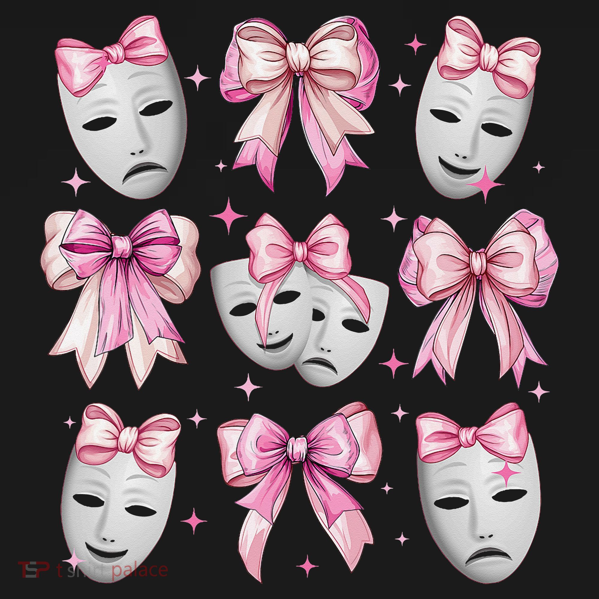 Coquette Bow Theatre Masks Drama Actor Actress Girl Mom Women's Tank Top