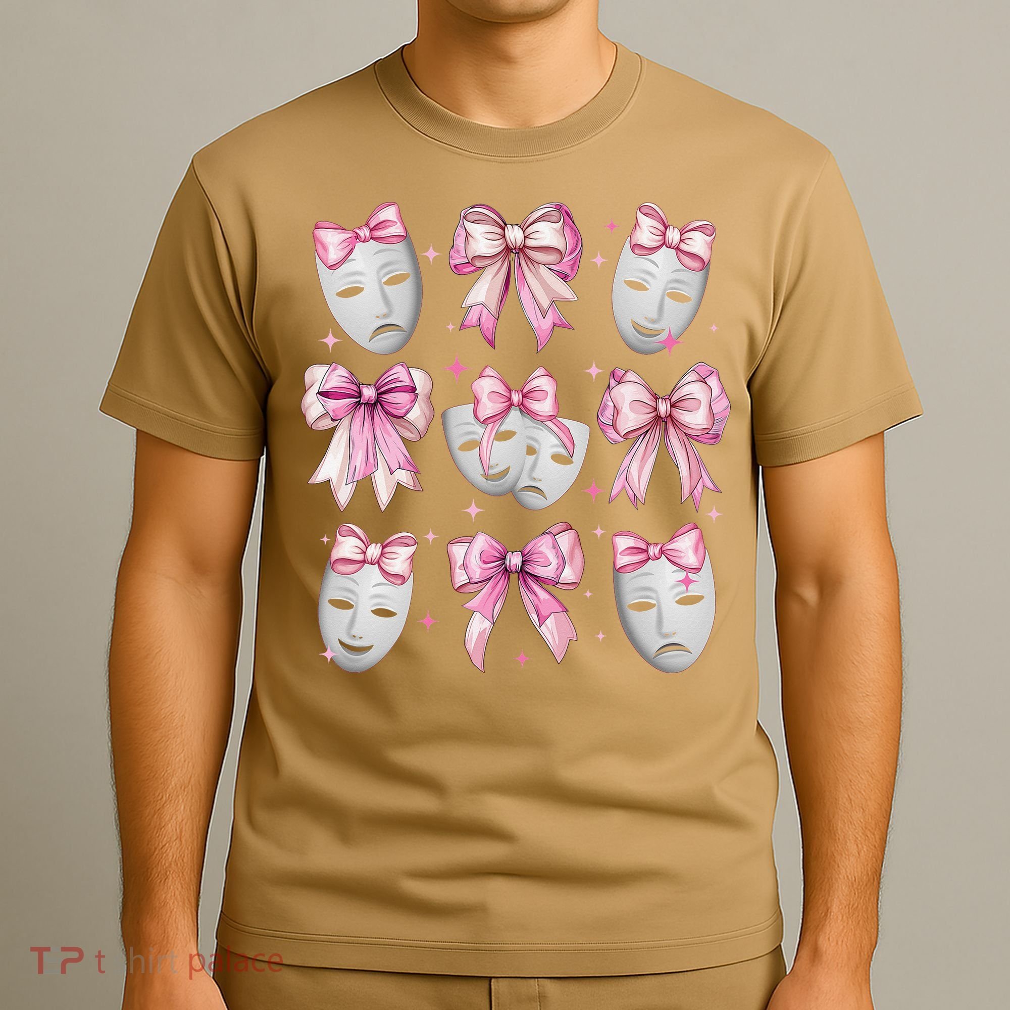 Coquette Bow Theatre Masks Drama Actor Actress Girl Mom T-Shirt