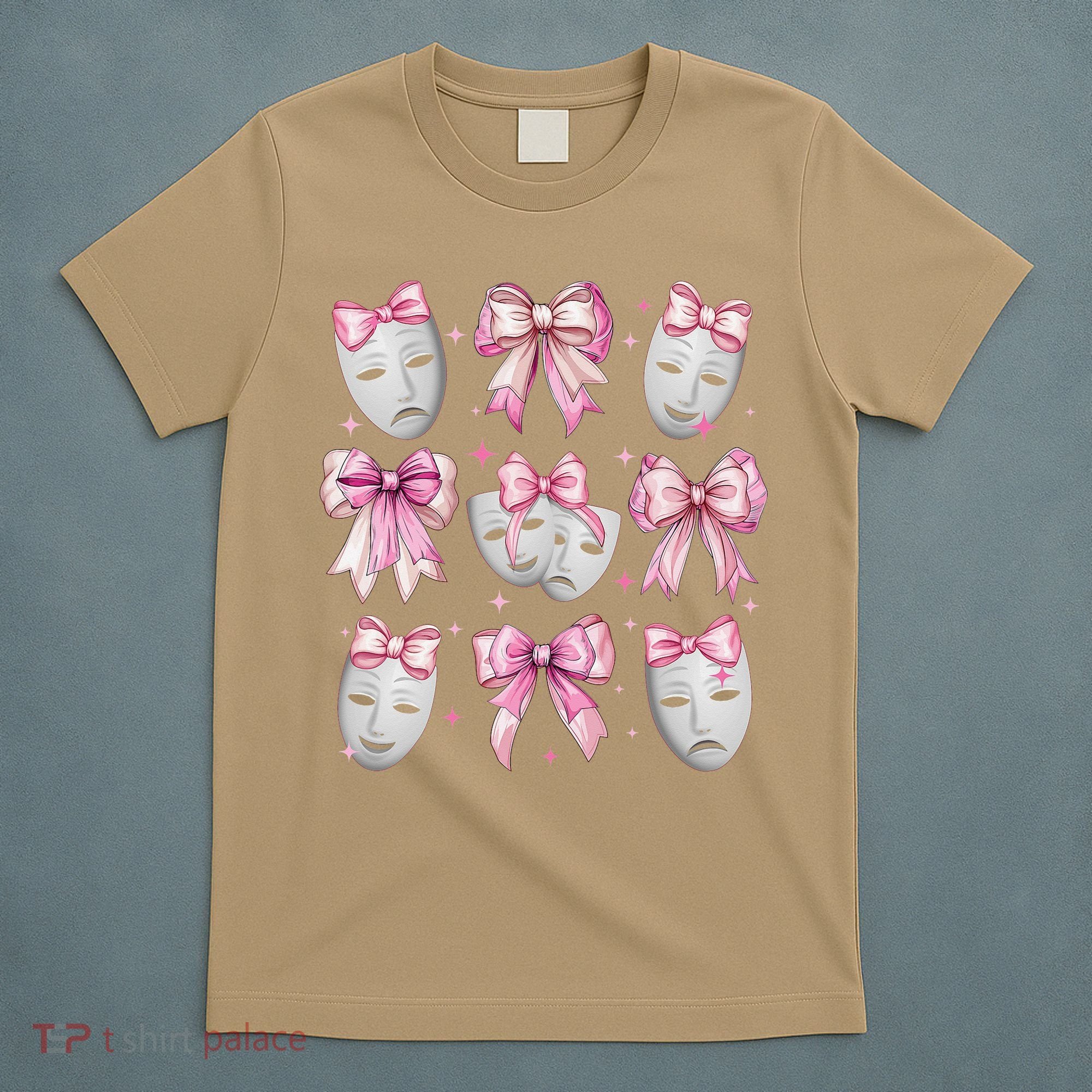 Coquette Bow Theatre Masks Drama Actor Actress Girl Mom T-Shirt
