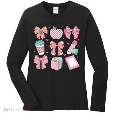 Coquette Bow Teacher Cute Teacher Life Women's Long Sleeve Shirt