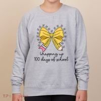 Coquette Bow Teacher 100th Day Of School Teacher Women's Sweatshirt thumb 0