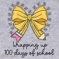 Coquette Bow Teacher 100th Day Of School Teacher Women's Sweatshirt thumb 2