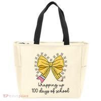 Coquette Bow Teacher 100th Day Of School Teacher Tote Bag thumb 0