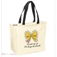 Coquette Bow Teacher 100th Day Of School Teacher Tote Bag thumb 2