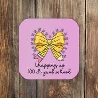 Coquette Bow Teacher 100th Day Of School Teacher Coaster thumb 0