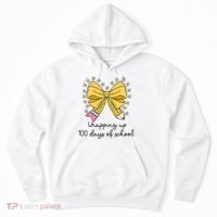 Coquette Bow Teacher 100th Day Of School Teacher Hoodie thumb 0