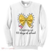 Coquette Bow Teacher 100th Day Of School Teacher Sweatshirt thumb 0