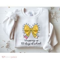 Coquette Bow Teacher 100th Day Of School Teacher Sweatshirt thumb 2