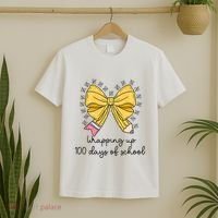 Coquette Bow Teacher 100th Day Of School Teacher T-Shirt thumb 2