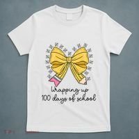 Coquette Bow Teacher 100th Day Of School Teacher T-Shirt thumb 5