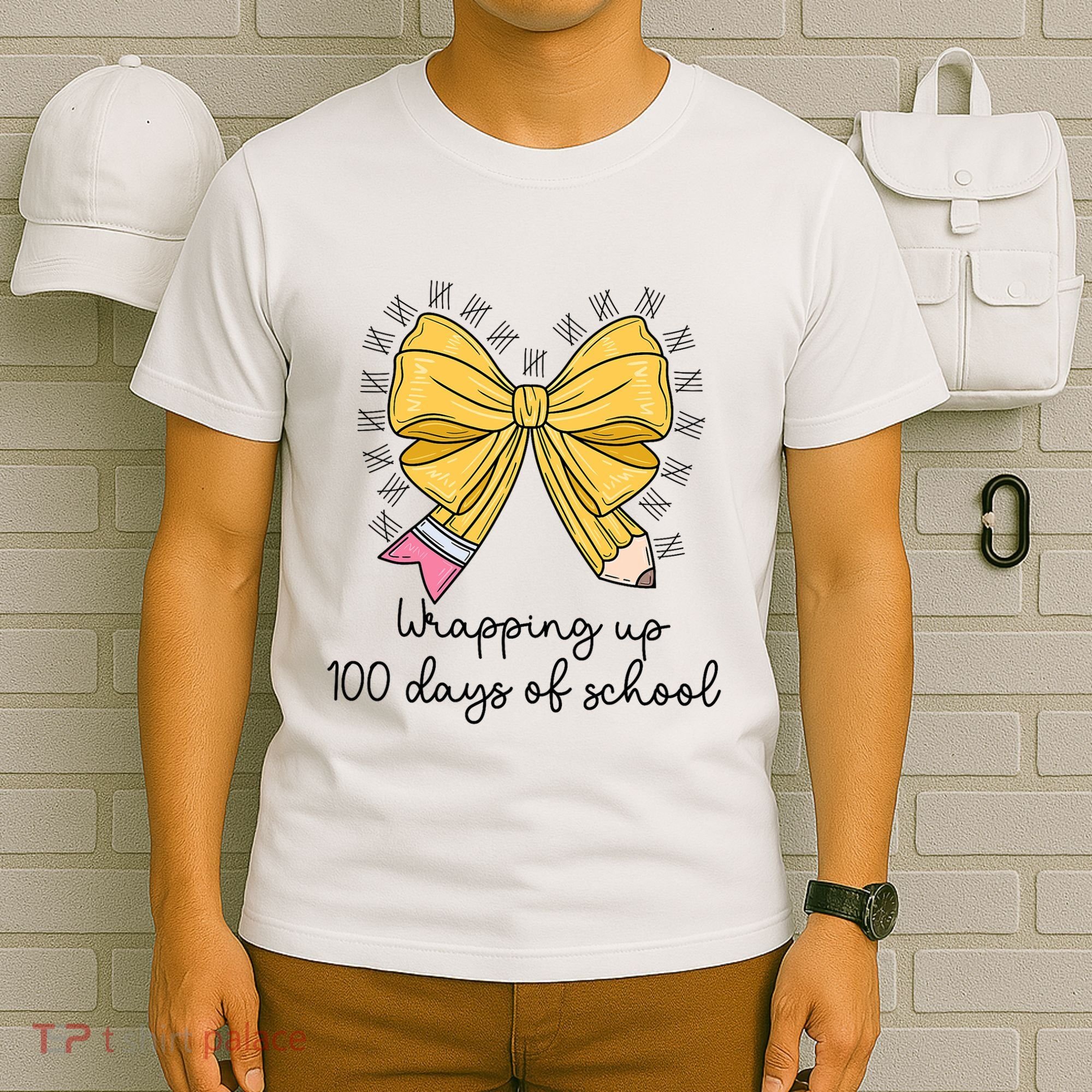 Coquette Bow Teacher 100th Day Of School Teacher T-Shirt