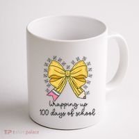 Coquette Bow Teacher 100th Day Of School Teacher Coffee Mug thumb 1