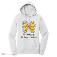 Coquette Bow Teacher 100th Day Of School Teacher Women's Hoodie thumb 0