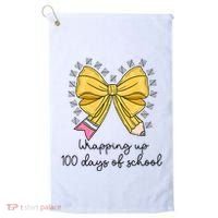 Coquette Bow Teacher 100th Day Of School Teacher Golf Towel thumb 0