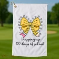Coquette Bow Teacher 100th Day Of School Teacher Golf Towel thumb 1