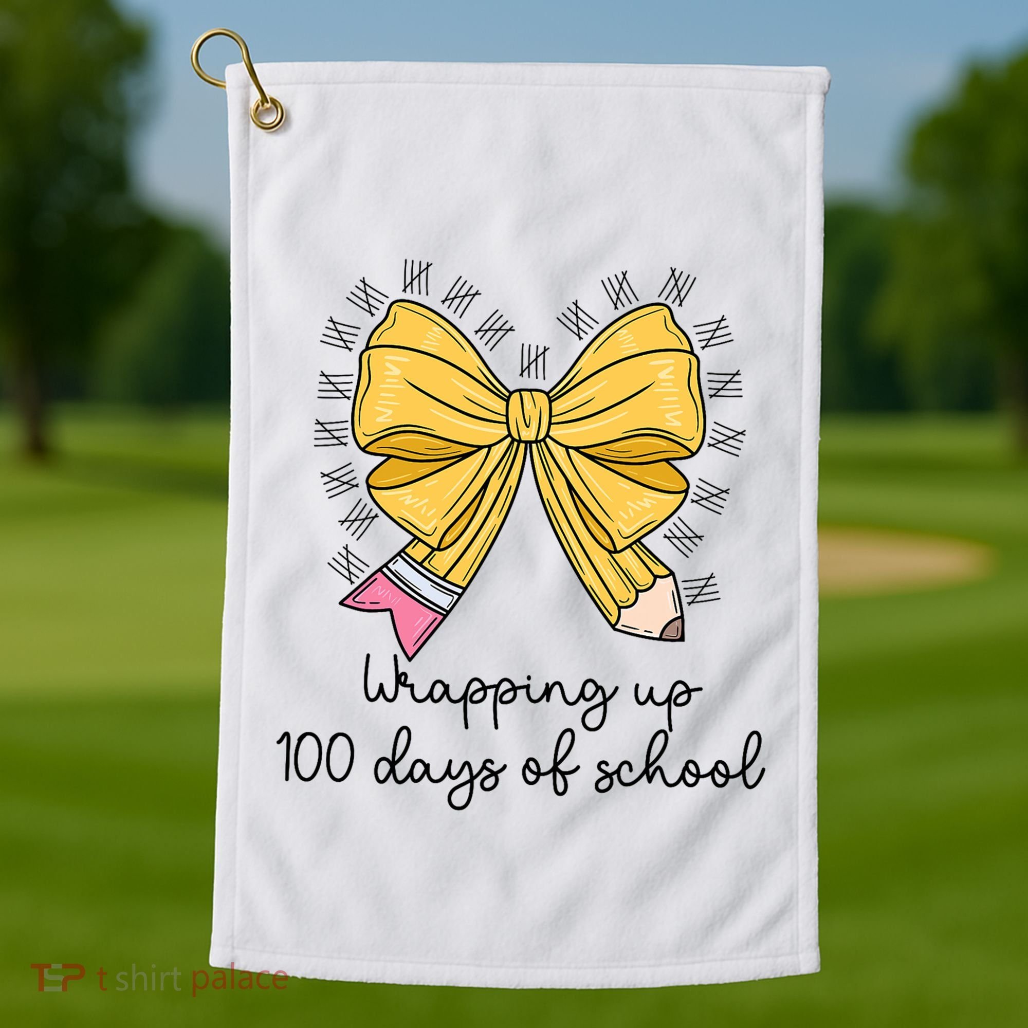 Coquette Bow Teacher 100th Day Of School Teacher Golf Towel