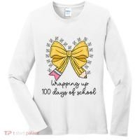 Coquette Bow Teacher 100th Day Of School Teacher Women's Long Sleeve Shirt thumb 0