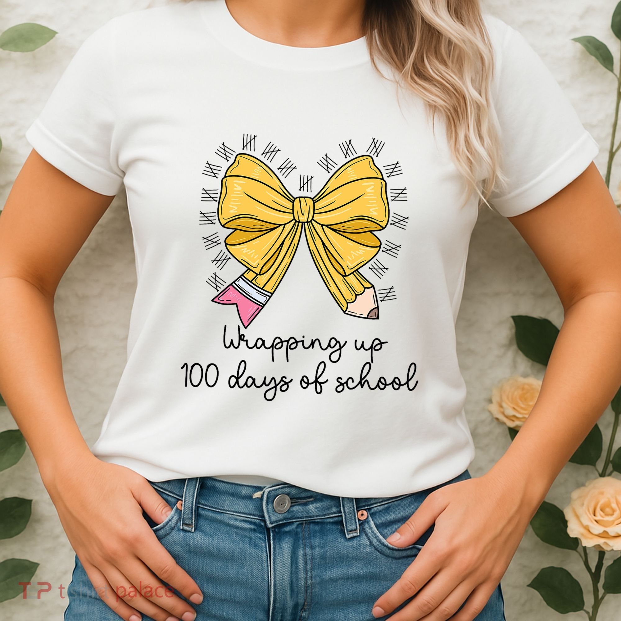 Coquette Bow Teacher 100th Day Of School Teacher Women's T-Shirt