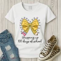 Coquette Bow Teacher 100th Day Of School Teacher Women's T-Shirt thumb 3