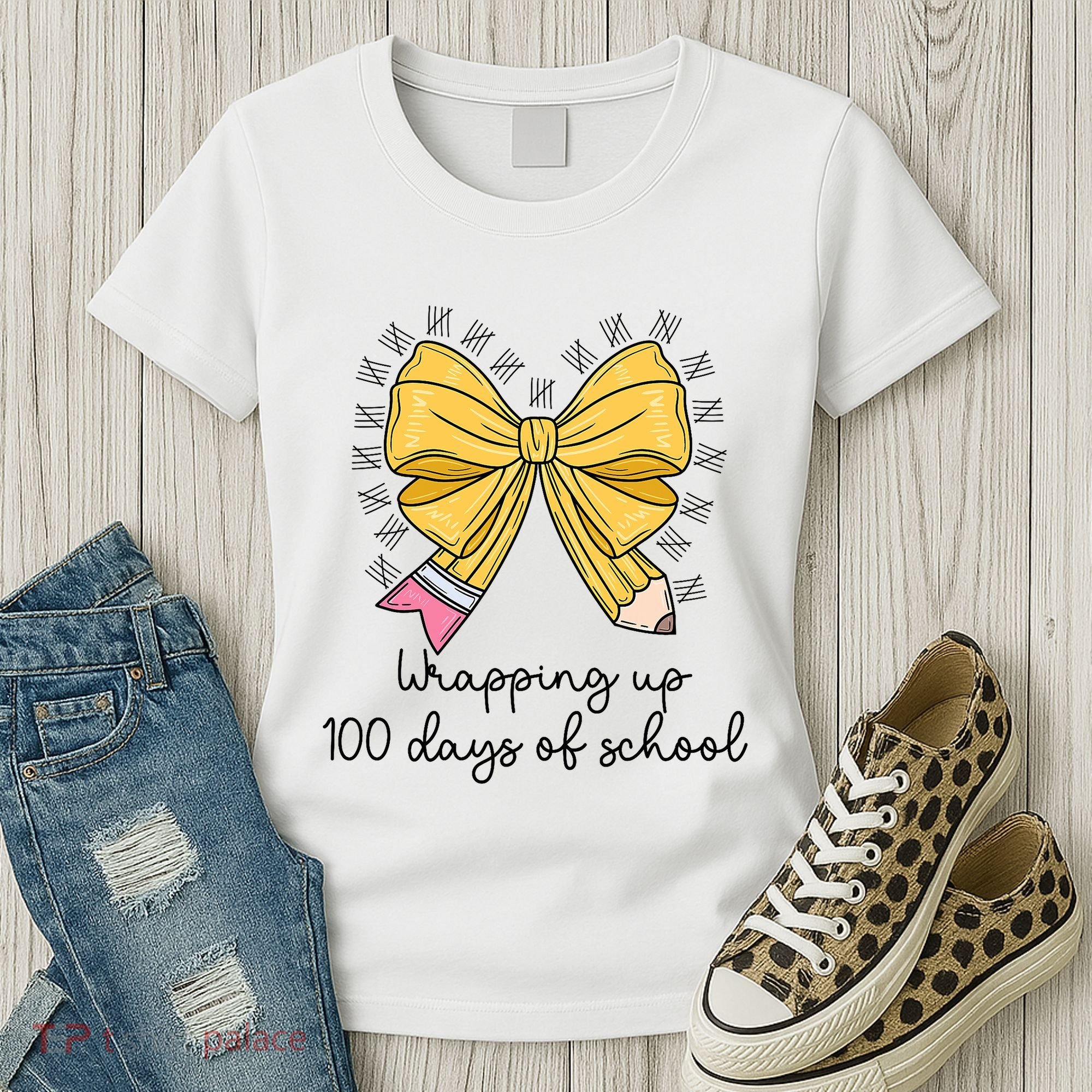 Coquette Bow Teacher 100th Day Of School Teacher Women's T-Shirt