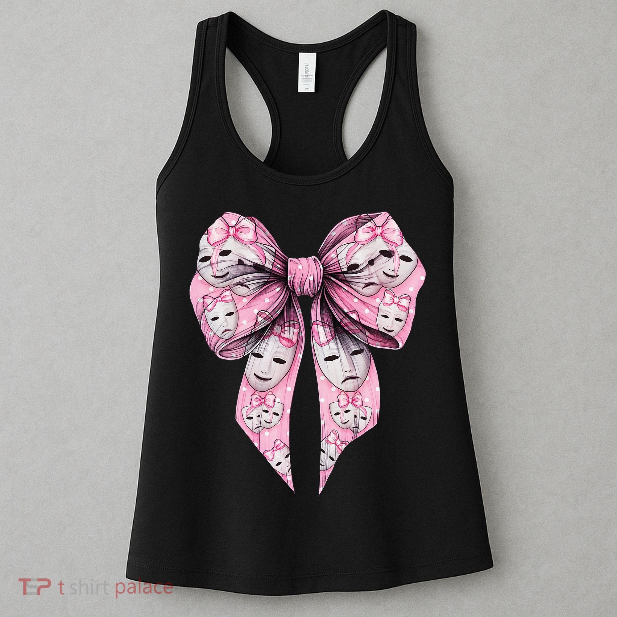 Coquette Bow Theatre Masks Drama Actor Actress Girl Mom Women's Tank Top