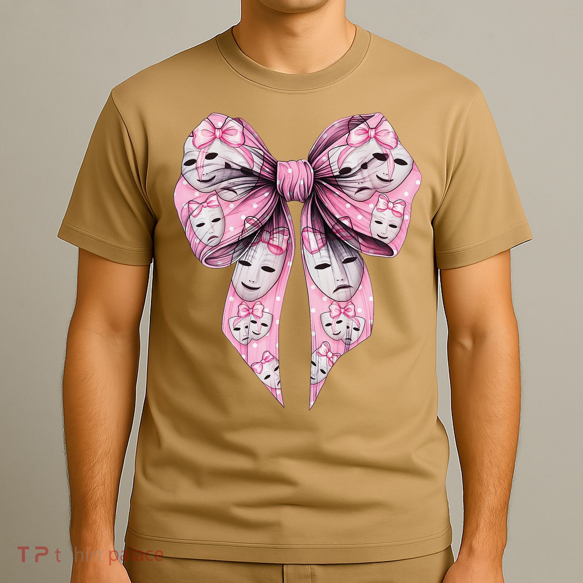 Coquette Bow Theatre Masks Drama Actor Actress Girl Mom T-Shirt