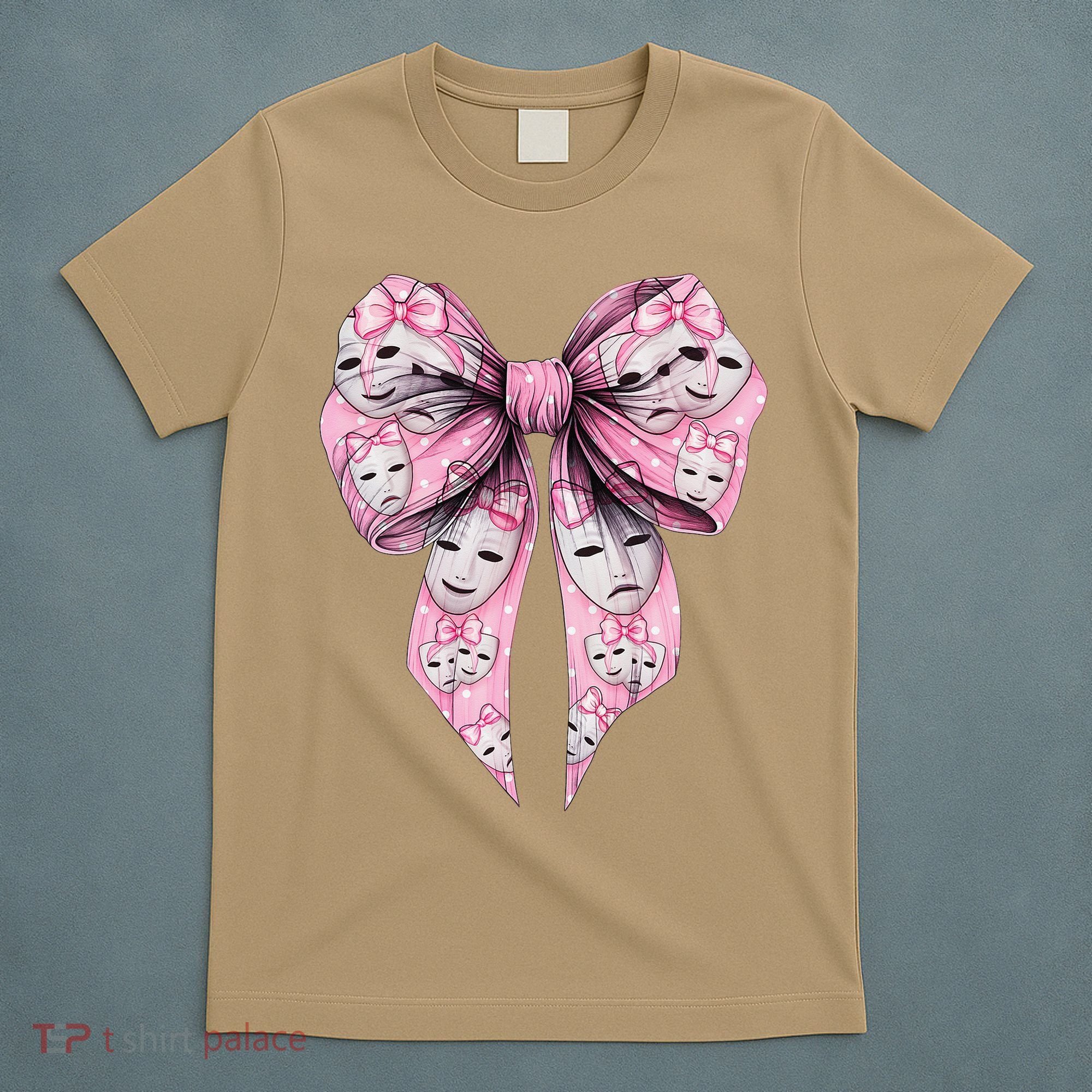 Coquette Bow Theatre Masks Drama Actor Actress Girl Mom T-Shirt