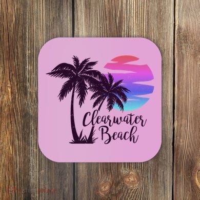 Clearwater Beach Trip Vacation Spring Break Sunset Graphic Gift Coaster