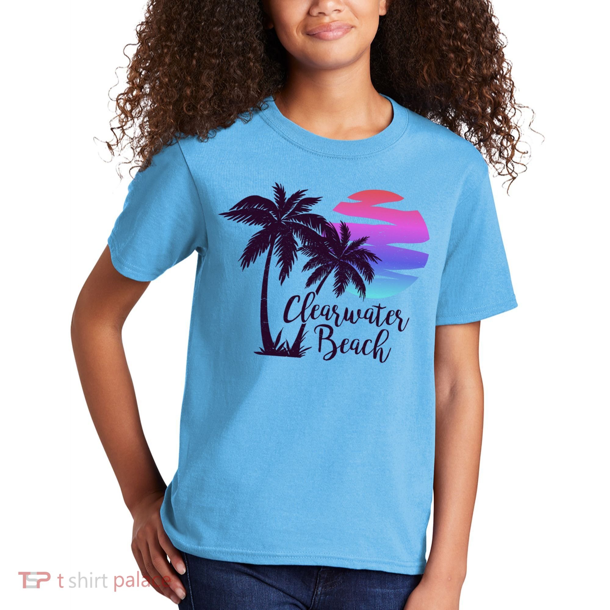 Clearwater Beach Trip Vacation Spring Break Sunset Graphic Gift Kids T-Shirt