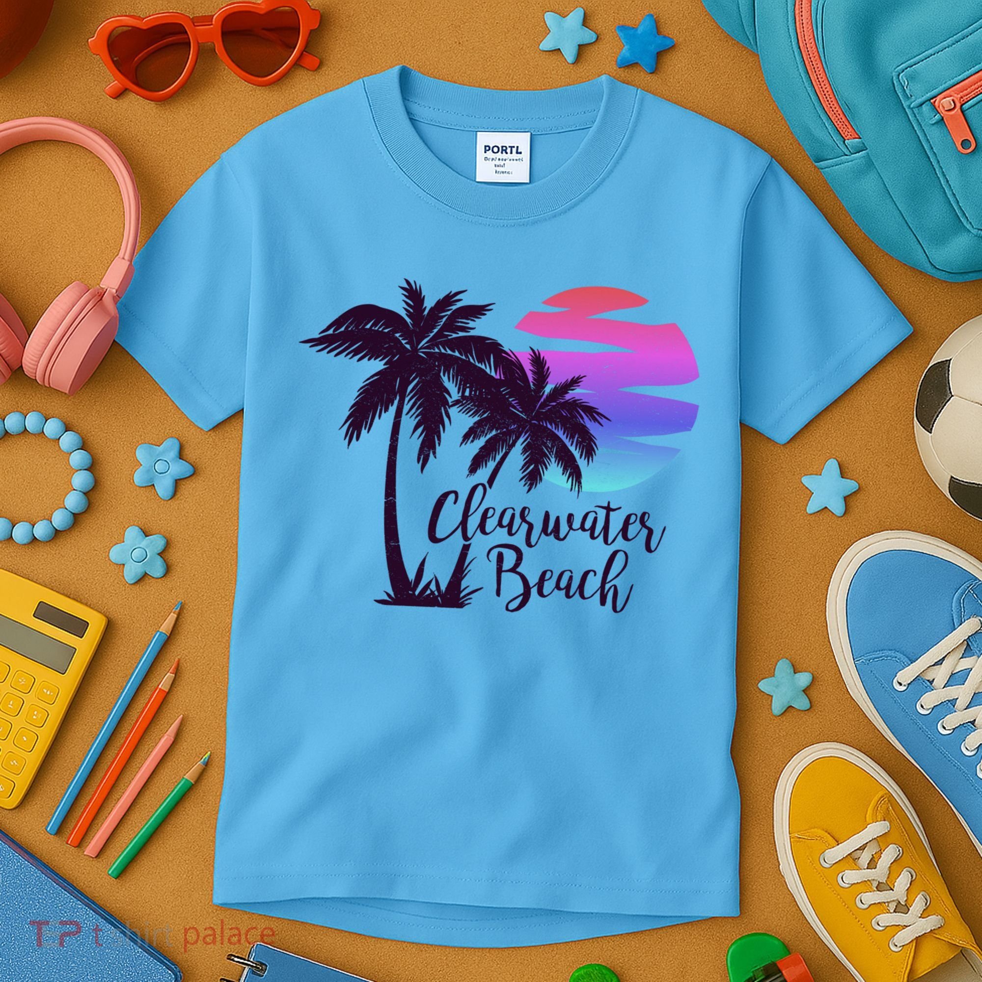 Clearwater Beach Trip Vacation Spring Break Sunset Graphic Gift Kids T-Shirt