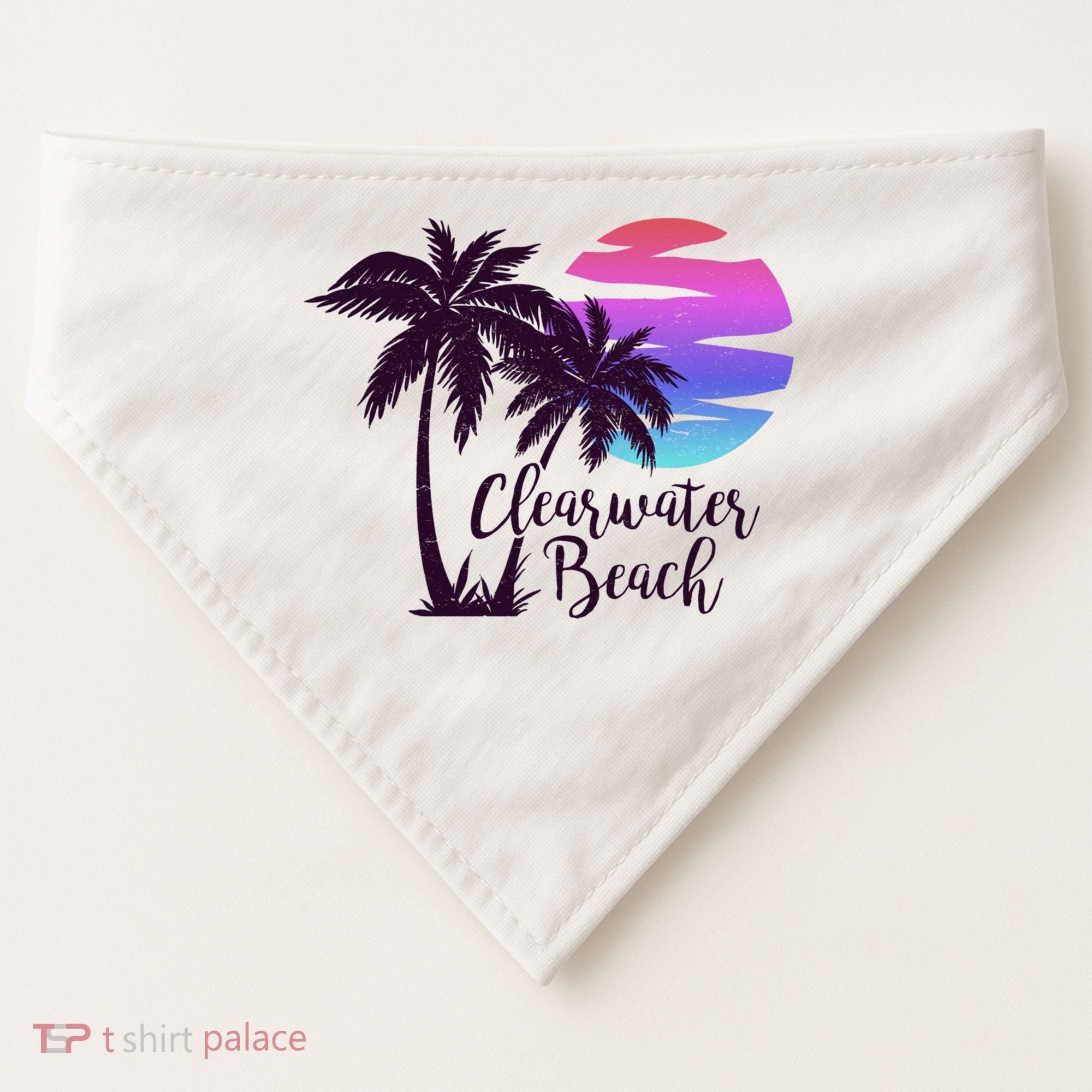 Clearwater Beach Trip Vacation Spring Break Sunset Graphic Gift USA-Made Doggie Bandana