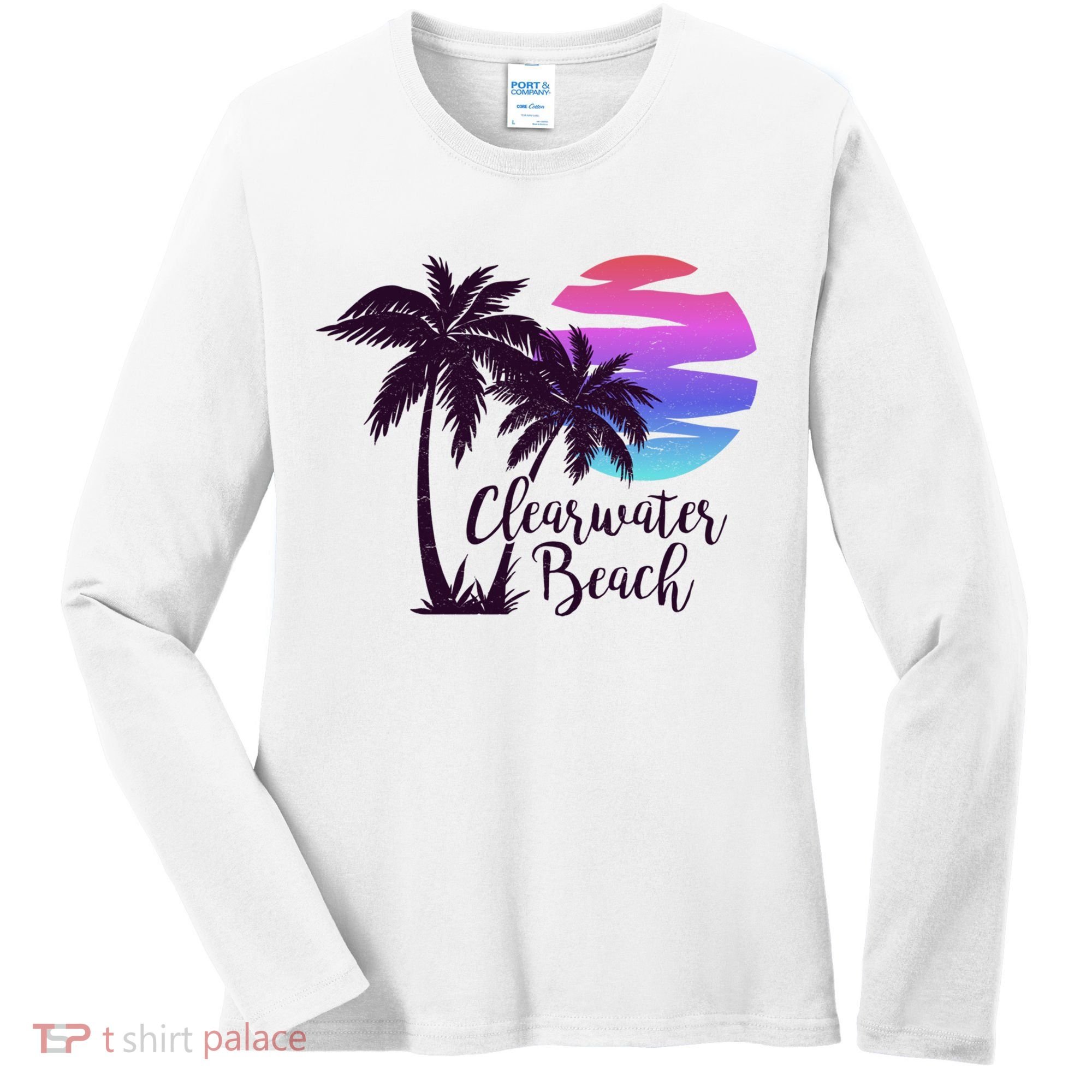 Clearwater Beach Trip Vacation Spring Break Sunset Graphic Gift Women's Long Sleeve Shirt