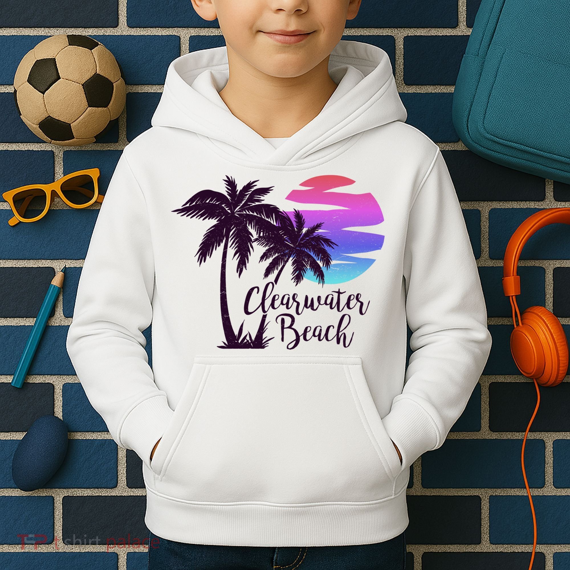 Clearwater Beach Trip Vacation Spring Break Sunset Graphic Gift Kids Hoodie