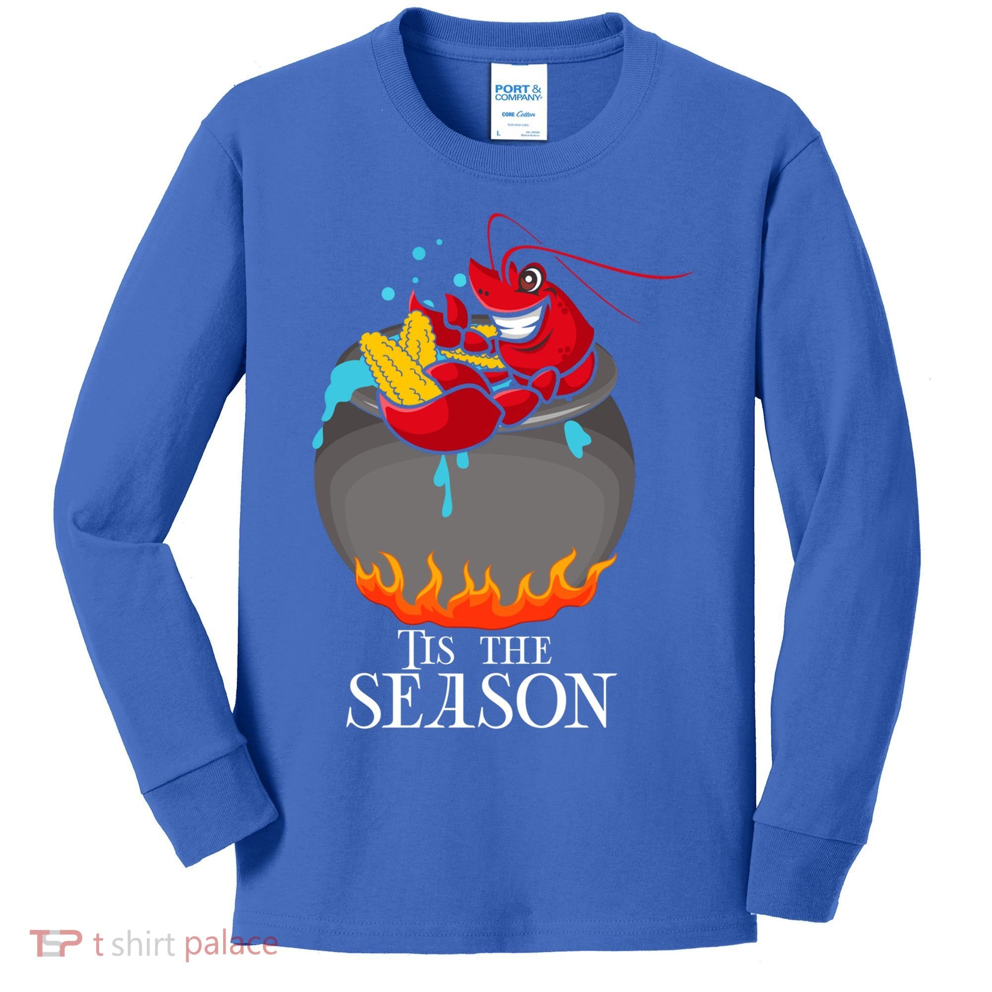 Crawfish Boil Tis The Season Crawdaddy Crayfish Funny Cute Gift Kids Long Sleeve Shirt