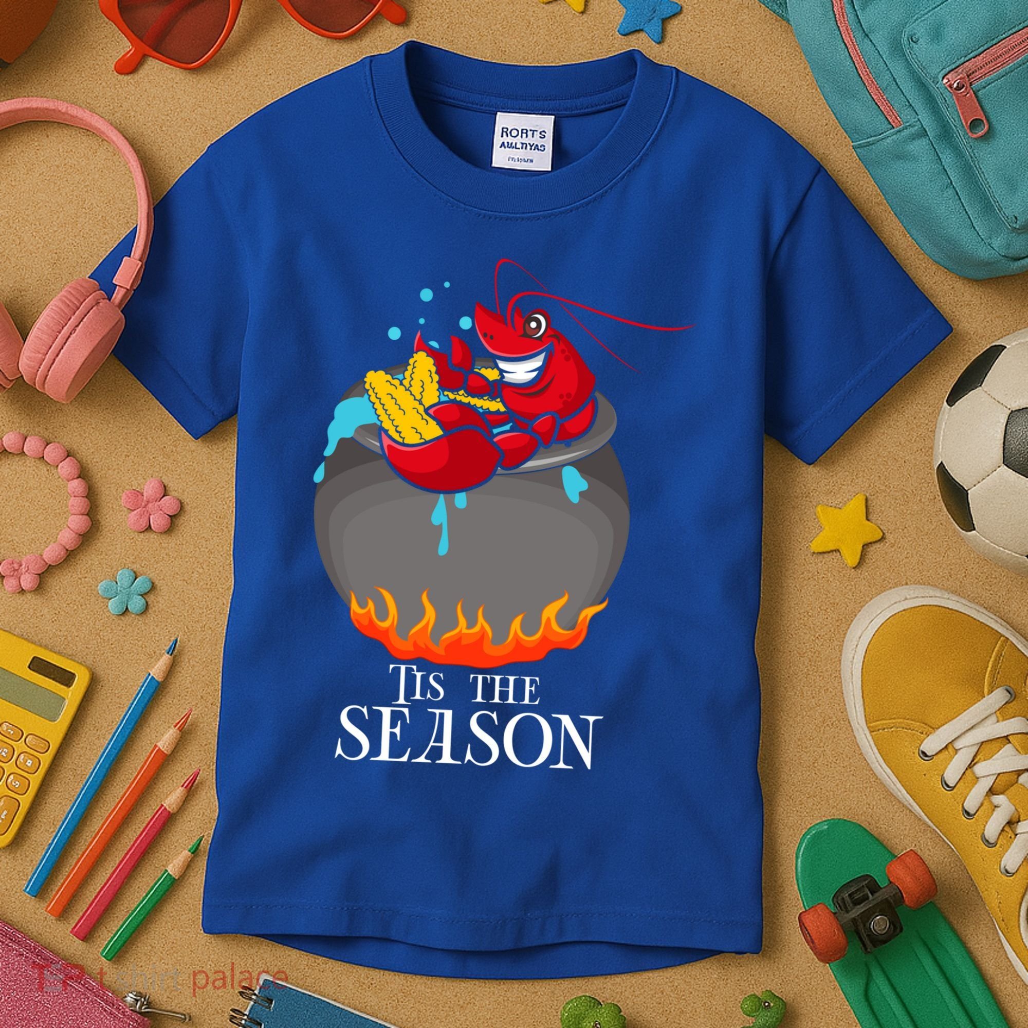 Crawfish Boil Tis The Season Crawdaddy Crayfish Funny Cute Gift Kids T-Shirt