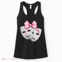 Coquette Bow Theatre Masks Drama Actor Actress Girl Mom Women's Tank Top thumb 0