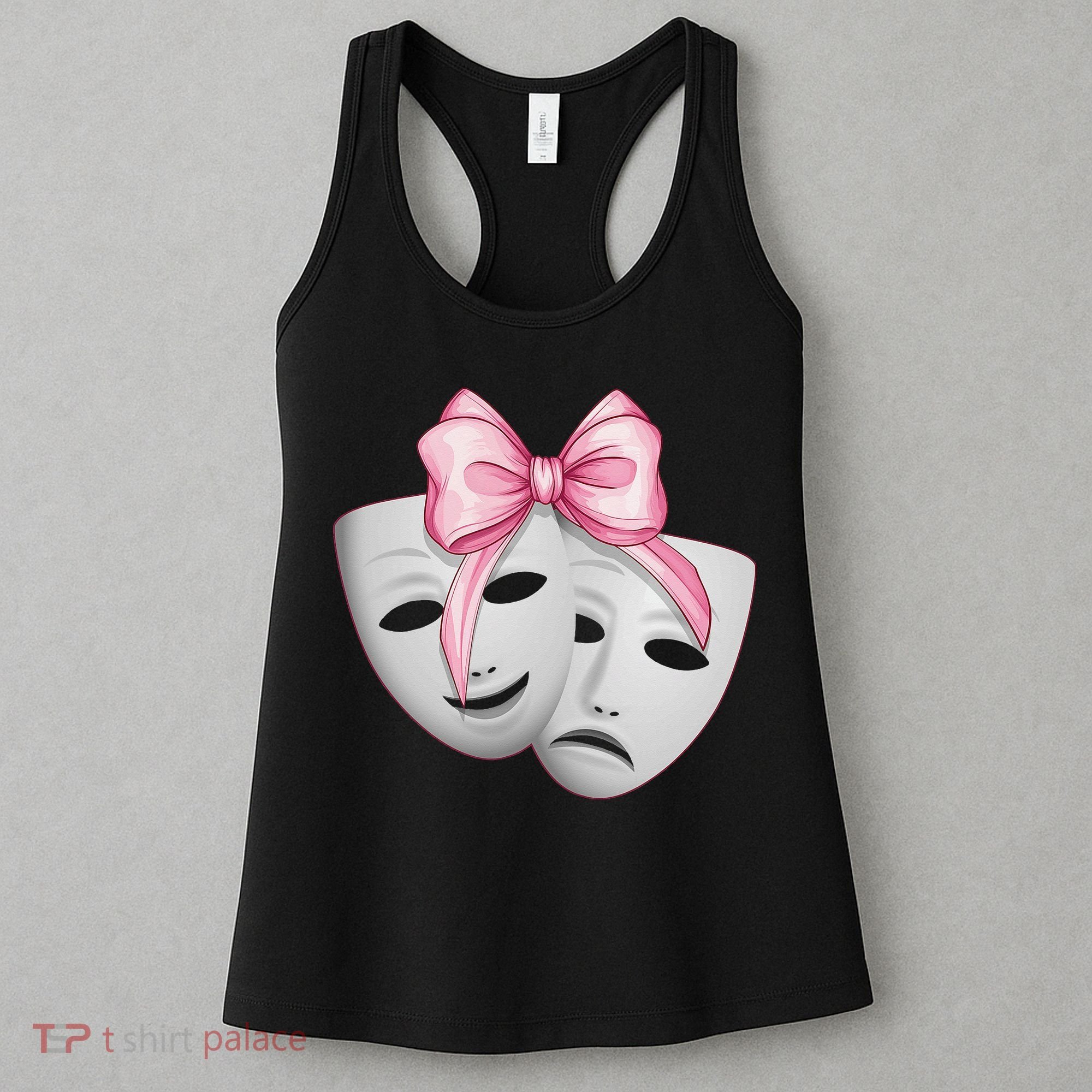 Coquette Bow Theatre Masks Drama Actor Actress Girl Mom Women's Tank Top