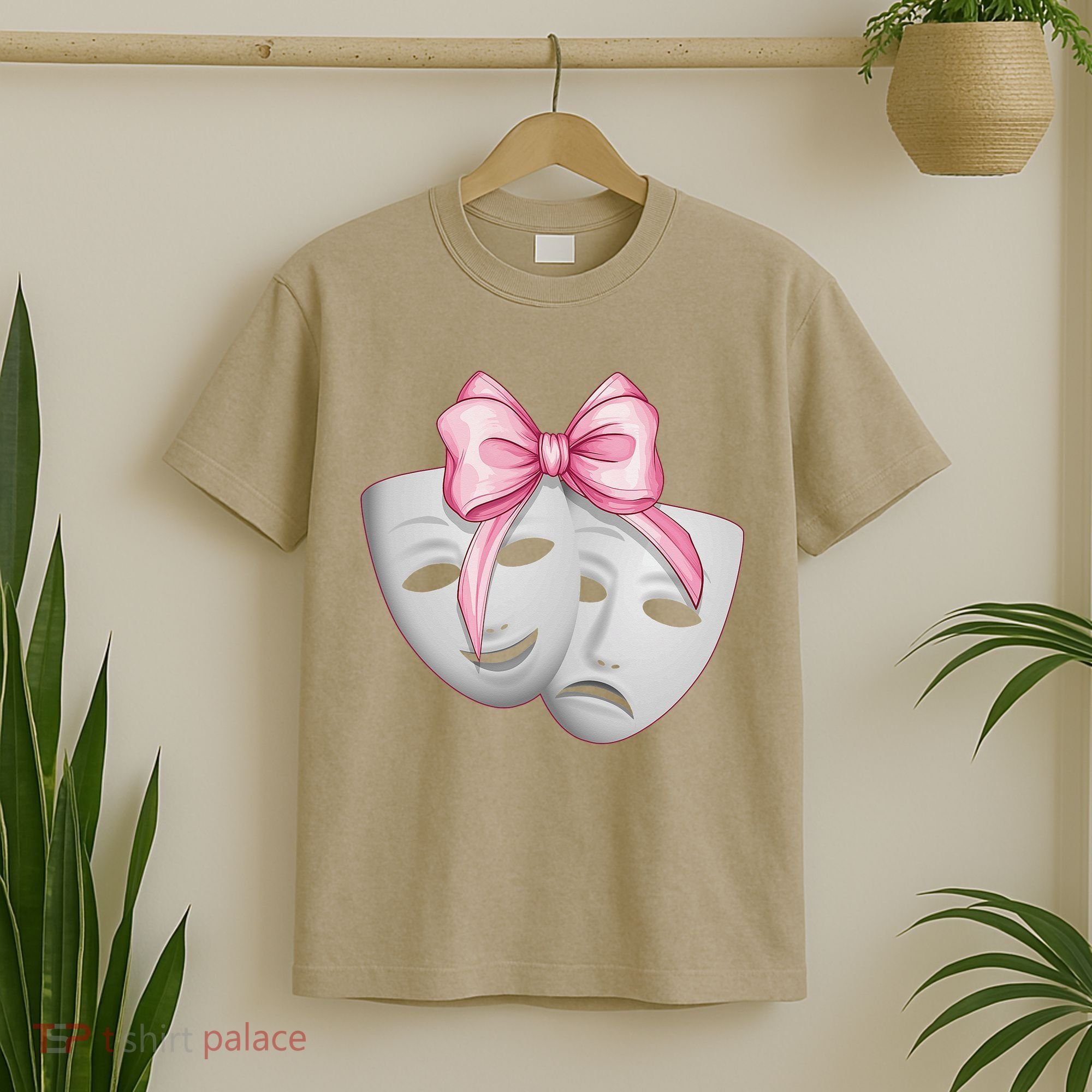 Coquette Bow Theatre Masks Drama Actor Actress Girl Mom T-Shirt