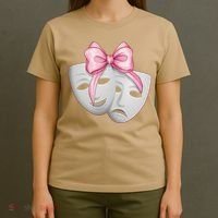 Coquette Bow Theatre Masks Drama Actor Actress Girl Mom T-Shirt thumb 4