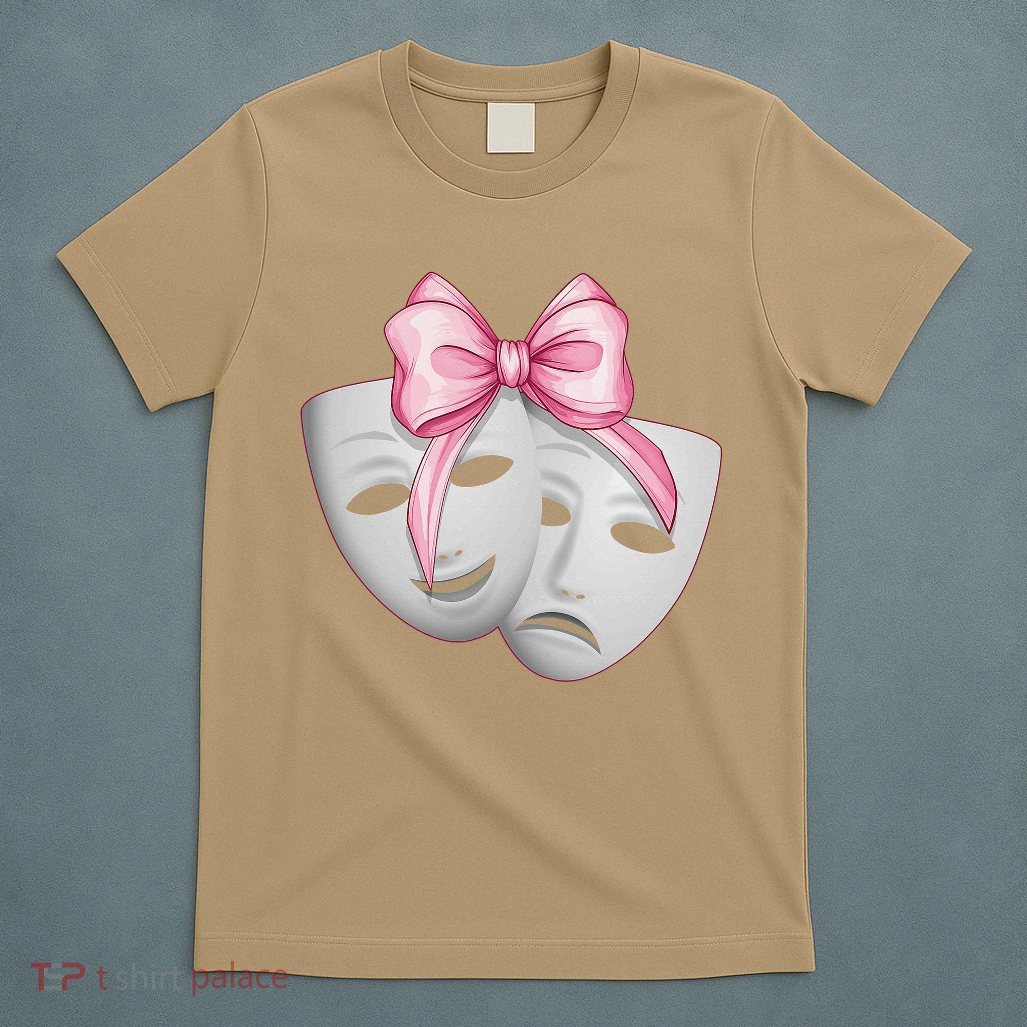 Coquette Bow Theatre Masks Drama Actor Actress Girl Mom T-Shirt