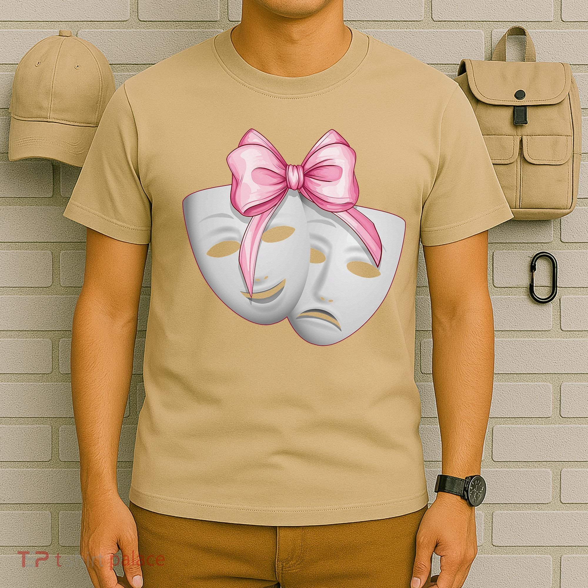 Coquette Bow Theatre Masks Drama Actor Actress Girl Mom T-Shirt