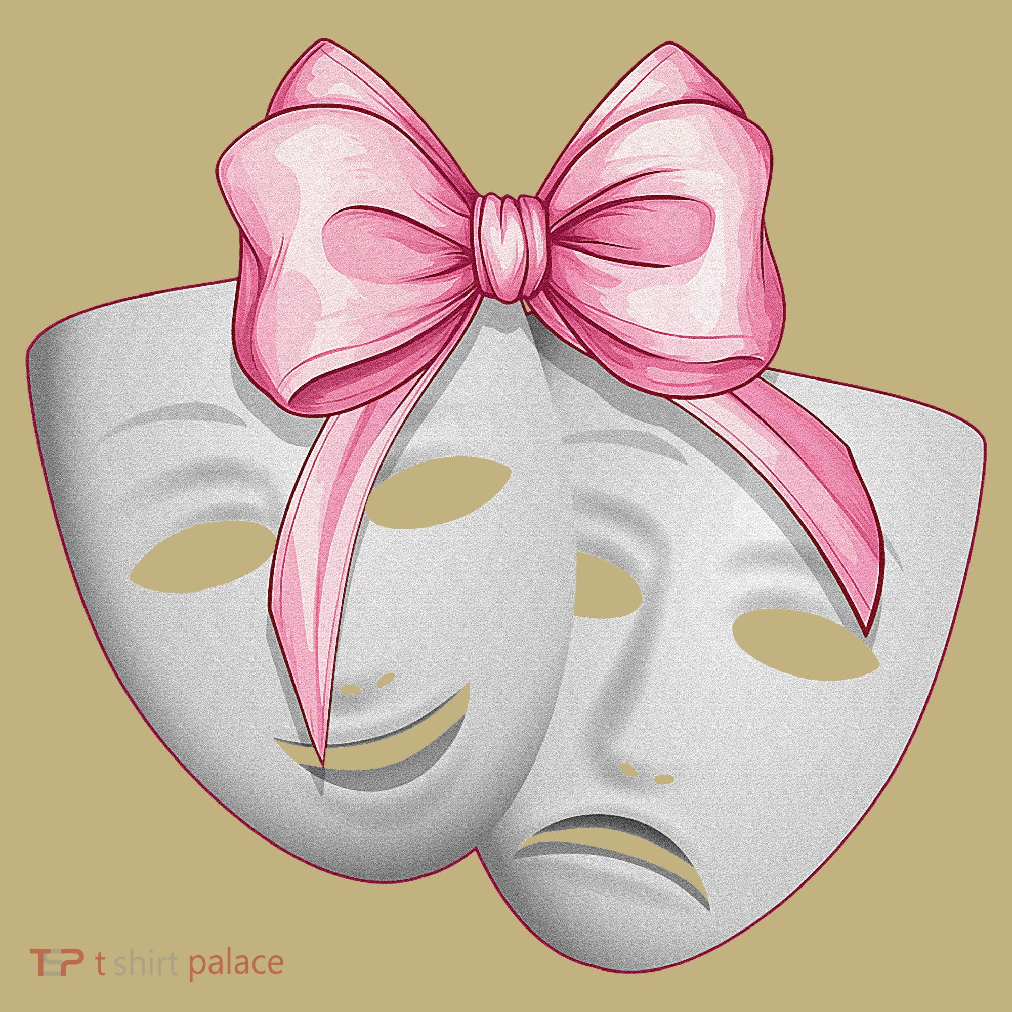 Coquette Bow Theatre Masks Drama Actor Actress Girl Mom T-Shirt