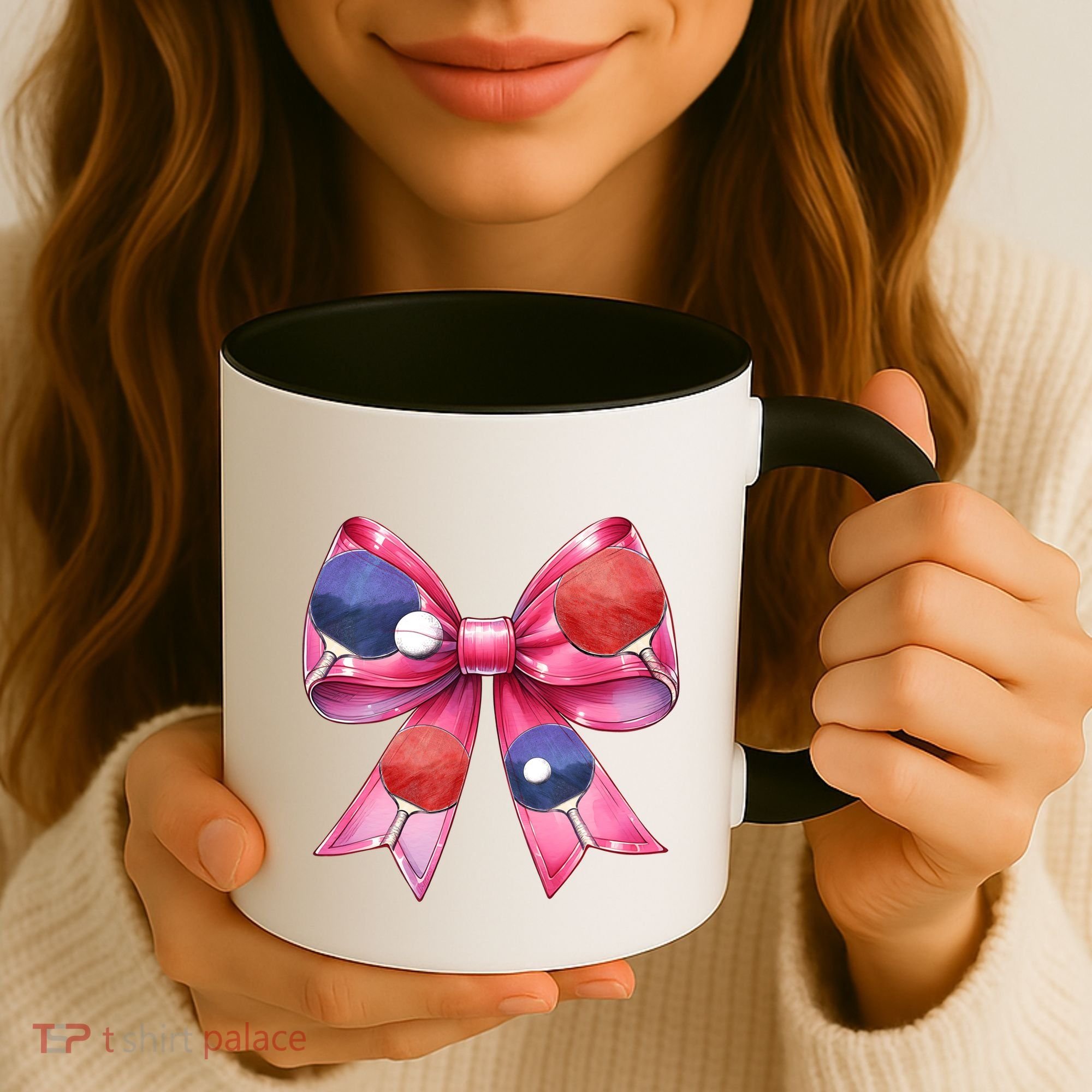Coquette Bow Table Tennis Ping Pong Mothers Day Ribbon Mom Gift Coffee Mug