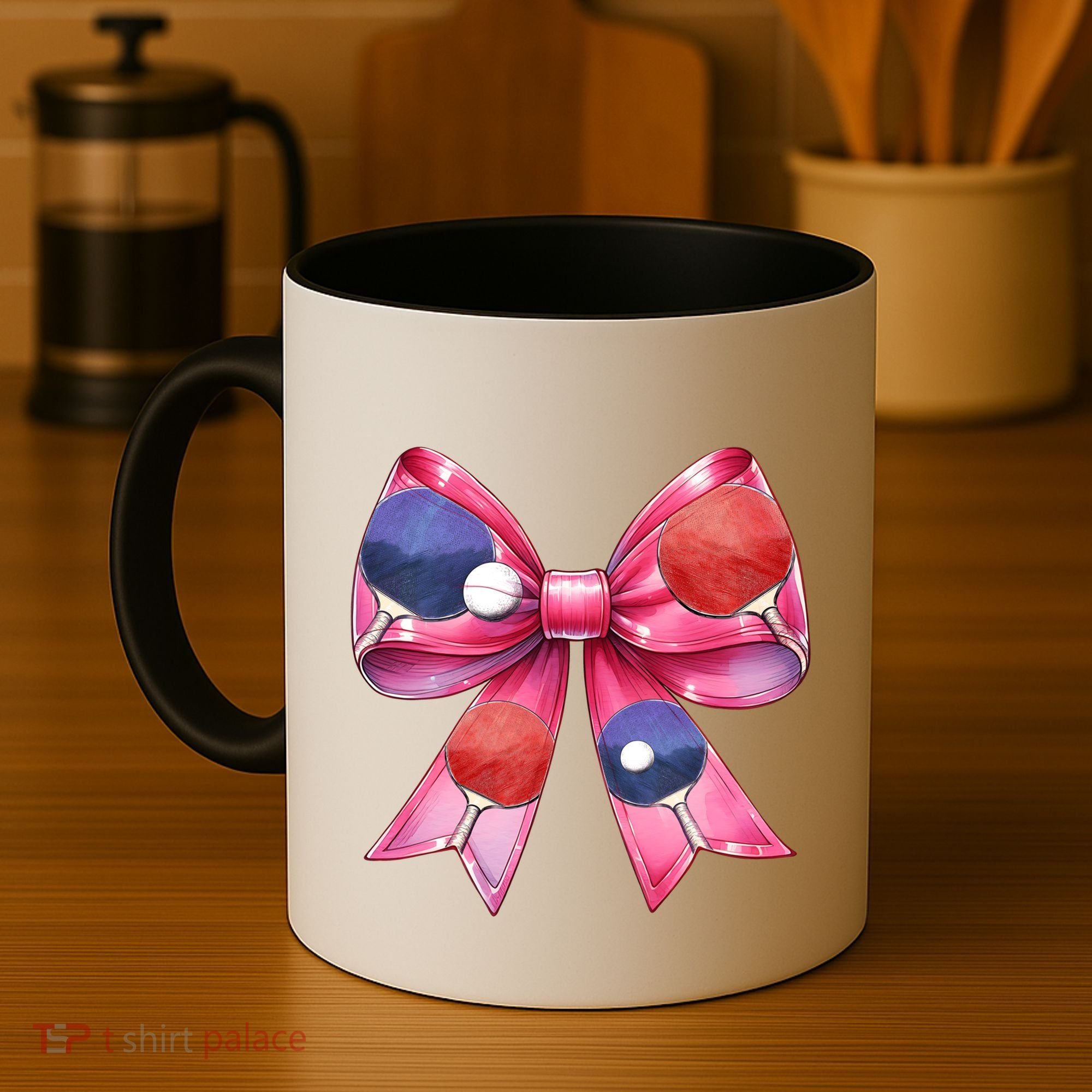 Coquette Bow Table Tennis Ping Pong Mothers Day Ribbon Mom Gift Coffee Mug