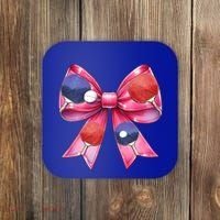 Coquette Bow Table Tennis Ping Pong Mothers Day Ribbon Mom Gift Coaster thumb 0