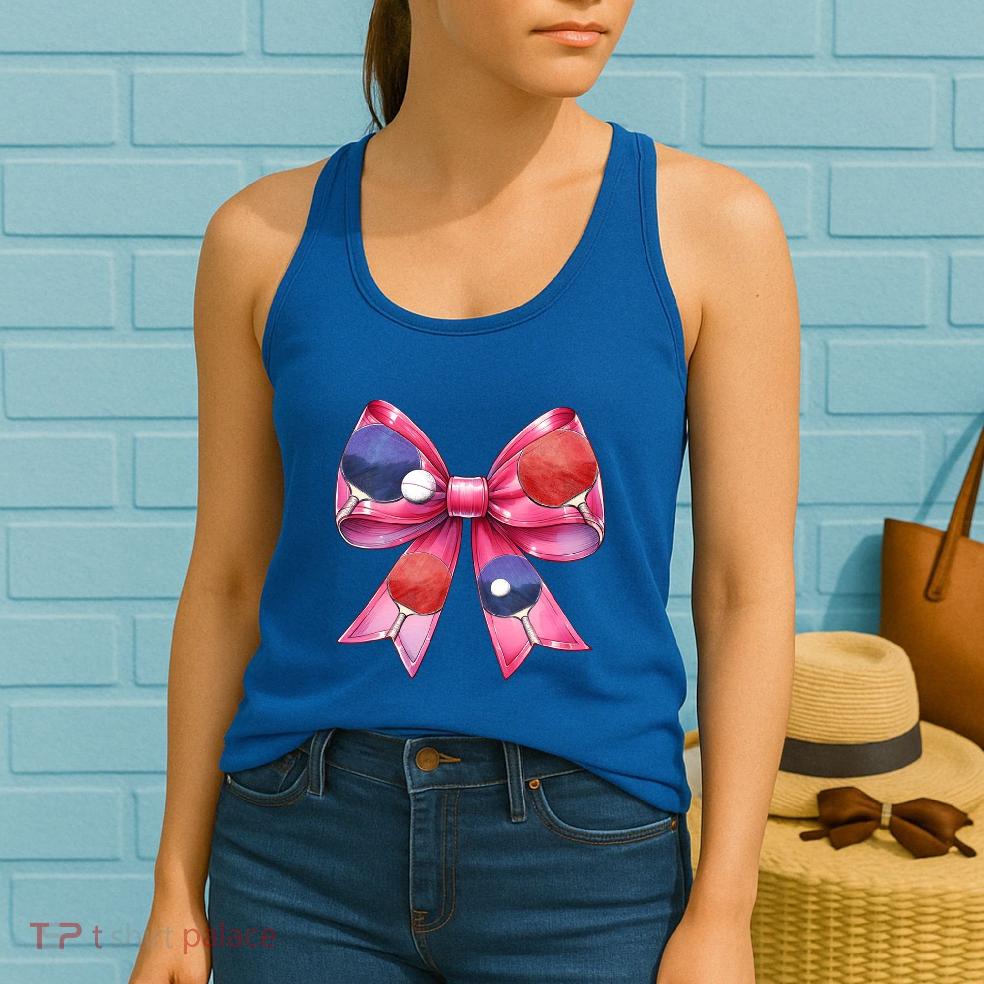 Coquette Bow Table Tennis Ping Pong Mothers Day Ribbon Mom Gift Women's Tank Top