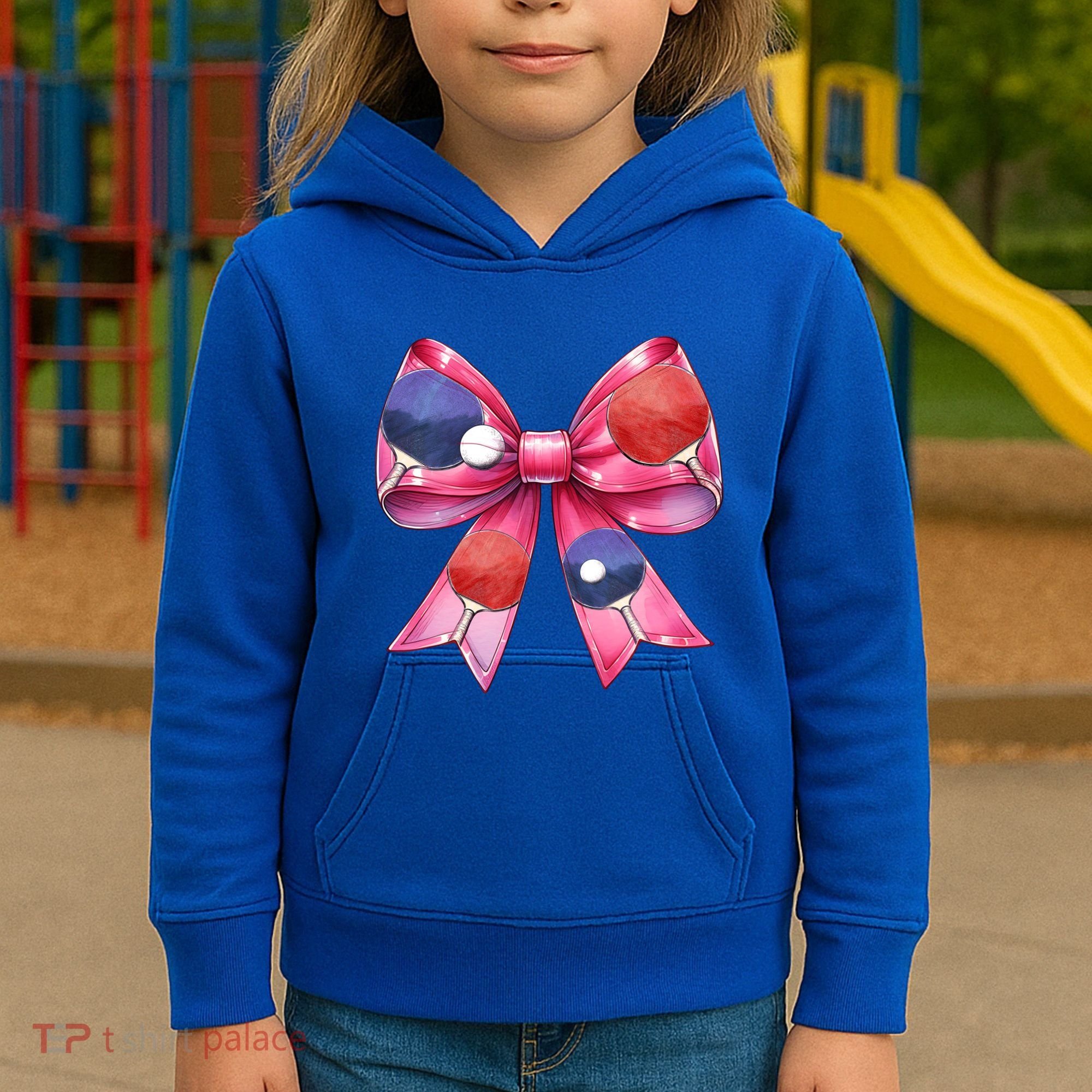 Coquette Bow Table Tennis Ping Pong Mothers Day Ribbon Mom Gift Kids Hoodie