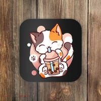 Cat Boba Tea Bubble Tea Anime Kawaii Neko Coaster thumb 0
